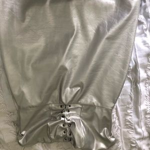 Silver lace up dress